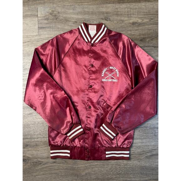 Vintage 1998 Cardinal Satin Jacket Manuet West Nyack White Sox Softball Small - Picture 2 of 5